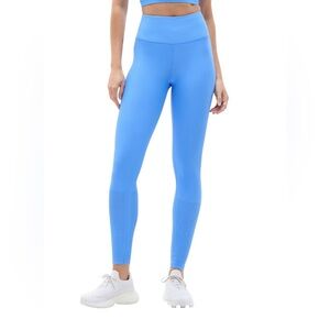 NWOT Athleta Interval High Rise Perforated Sky Blue Seamless Leggings, size M